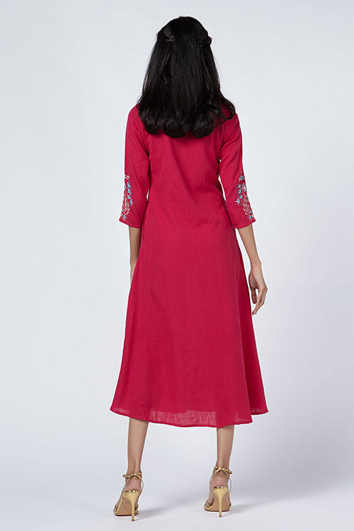 Okhai 'Gulmarg' Embroidered Cotton Handloom Dress