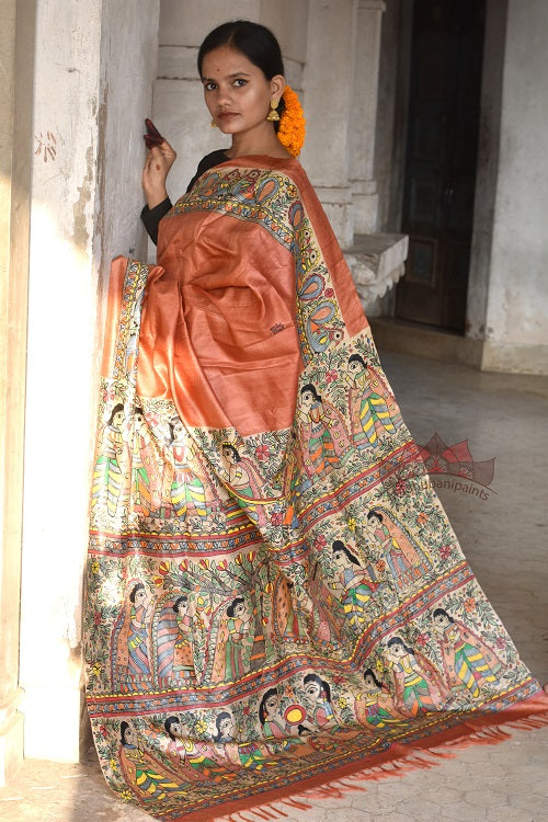 Madhubani Paints Saat Pheere Madhubani Handpainted Saree