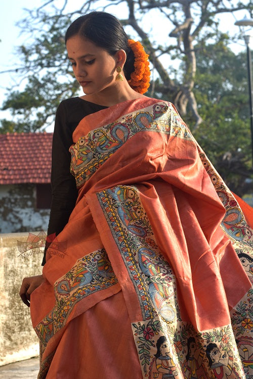 Madhubani Paints Saat Pheere Madhubani Handpainted Saree