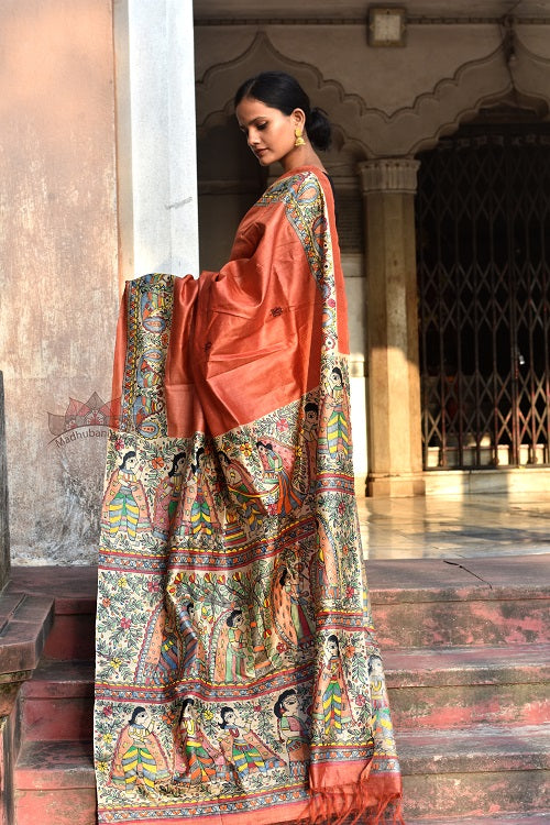 Madhubani Paints Saat Pheere Madhubani Handpainted Saree