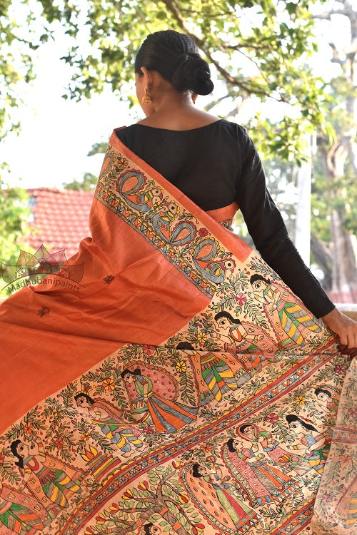 Madhubani Paints Saat Pheere Madhubani Handpainted Saree