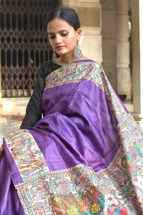 Madhubani Paints Gaon Ghaar Madhubani Handpainted Saree