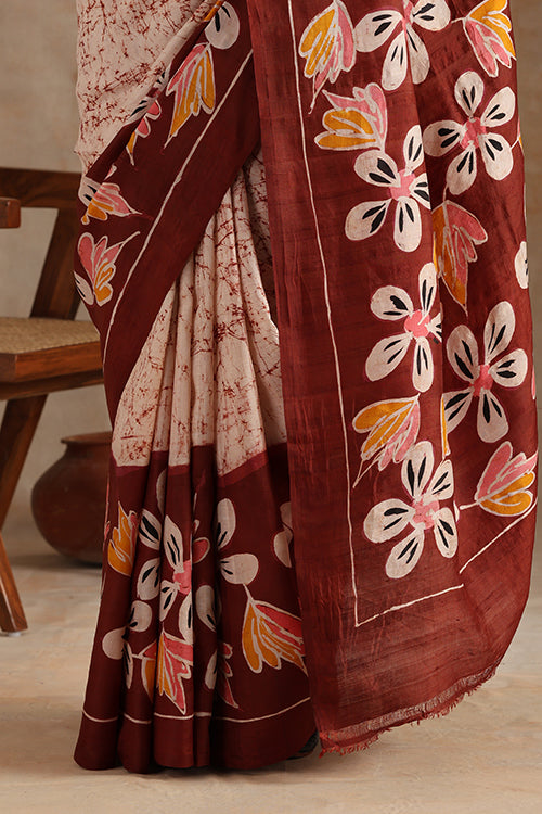 GC 'Iris' Handwoven Hand Batik Pure Silk With Silkmark Saree