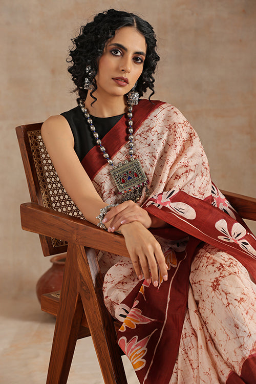 GC 'Iris' Handwoven Hand Batik Pure Silk With Silkmark Saree