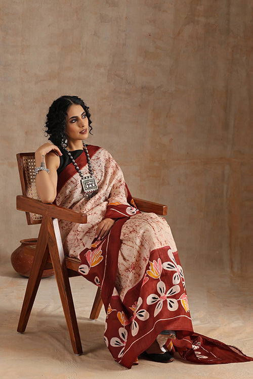 GC 'Iris' Handwoven Hand Batik Pure Silk With Silkmark Saree