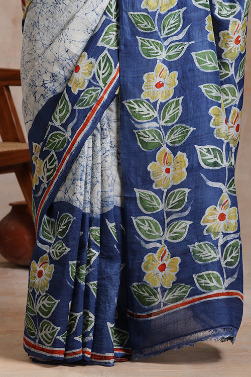 GC 'Sunflower' Handwoven Hand Batik Pure Silk With Silkmark Saree