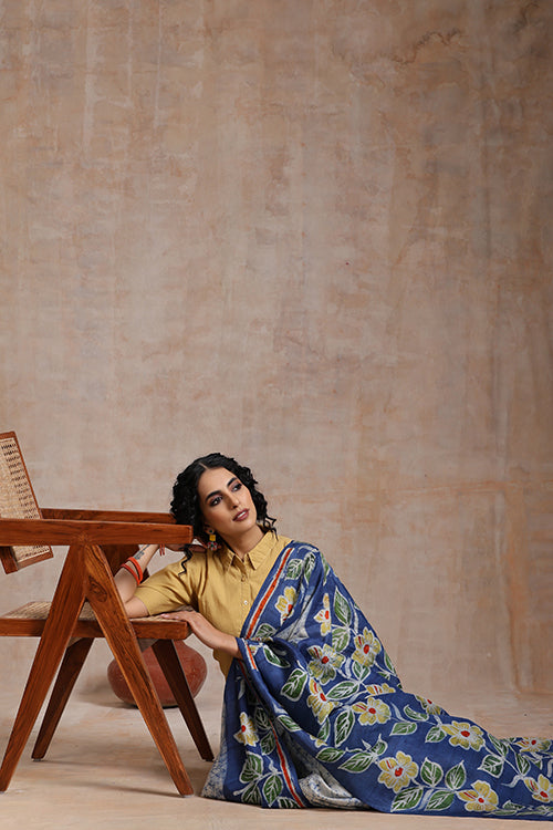 GC 'Sunflower' Handwoven Hand Batik Pure Silk With Silkmark Saree