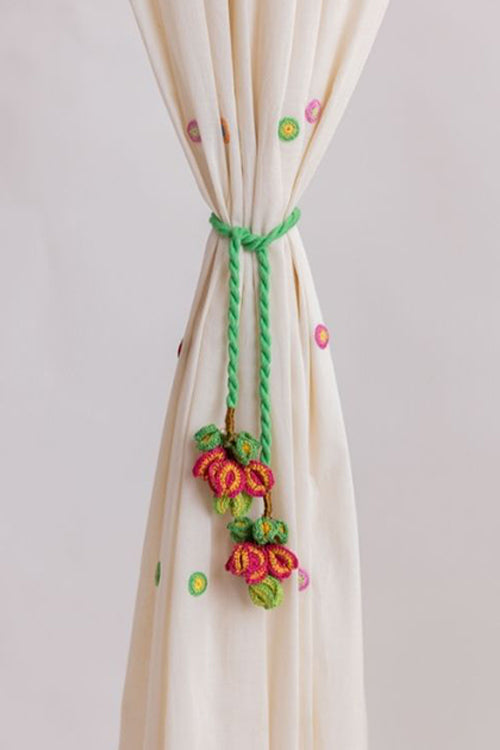 Samoolam Handmade Crochet Curtain Tie Backs Kono Bougainvillea Flowers - Pair