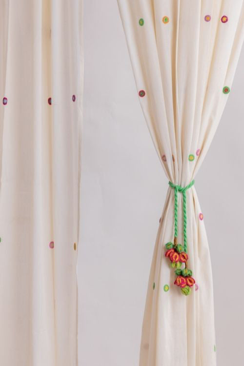 Samoolam Handmade Crochet Curtain Tie Backs Kono Bougainvillea Flowers - Pair