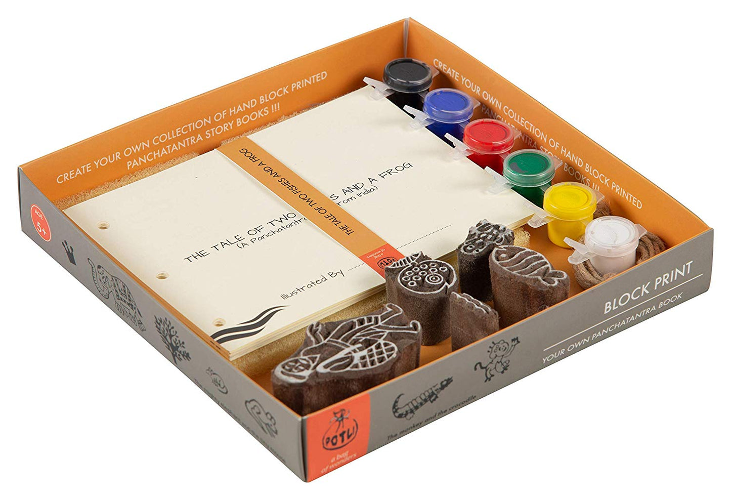 Potli DIY Panchatantra Block Print Kit - Two Fishes & The Frog