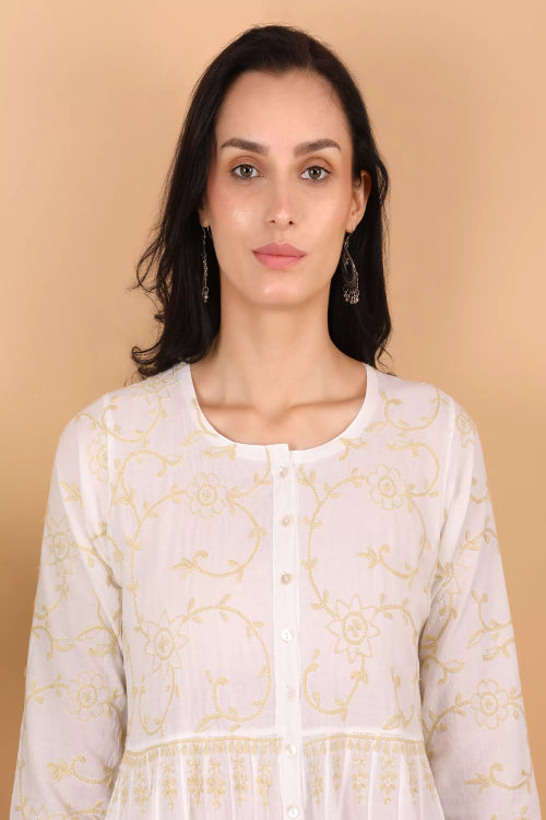 Shwet Women White Hand Embroidered Chikankari Shrug