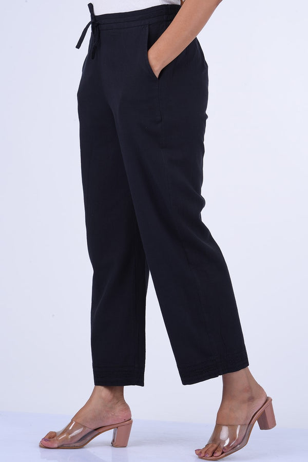Dharan 'Black Sequins Pant' Handloom Textured Pants