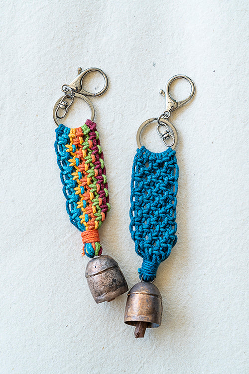 108Knots Aria Classic Keyrings Rainbow & Indigo Blue-(Set Of 2)