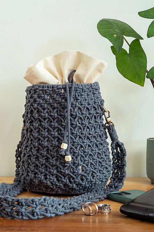 On-The-Go Hand-Knotted Bucket Bag