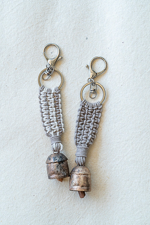 108Knots Aria Striped Keyrings Ecru-(Set Of 2)
