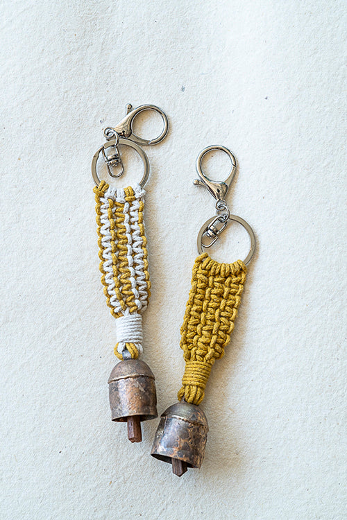 108Knots Aria Striped Keyrings Mustard Yellow-(Set Of 2)