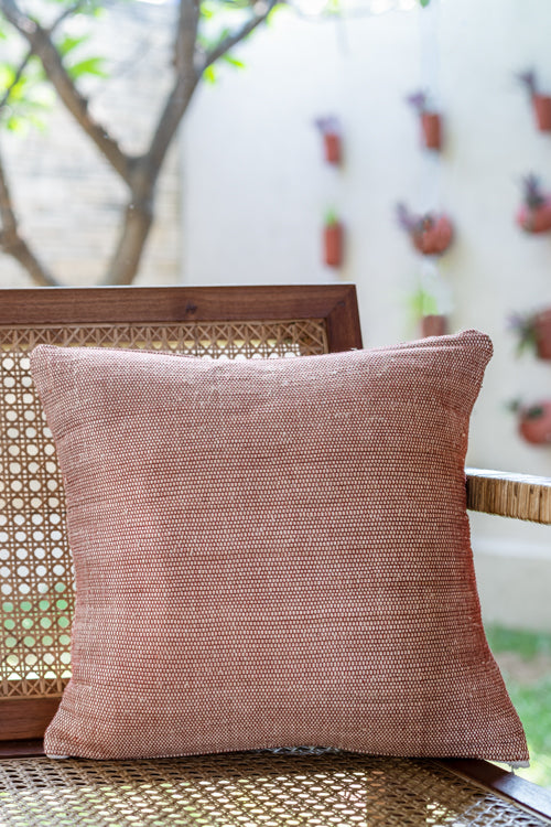 Saral Hand-Woven Cushion Cover (Single Pc)-Brick Red
