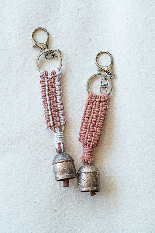 108Knots Aria Striped Keyrings Dusty Pink-(Set Of 2)