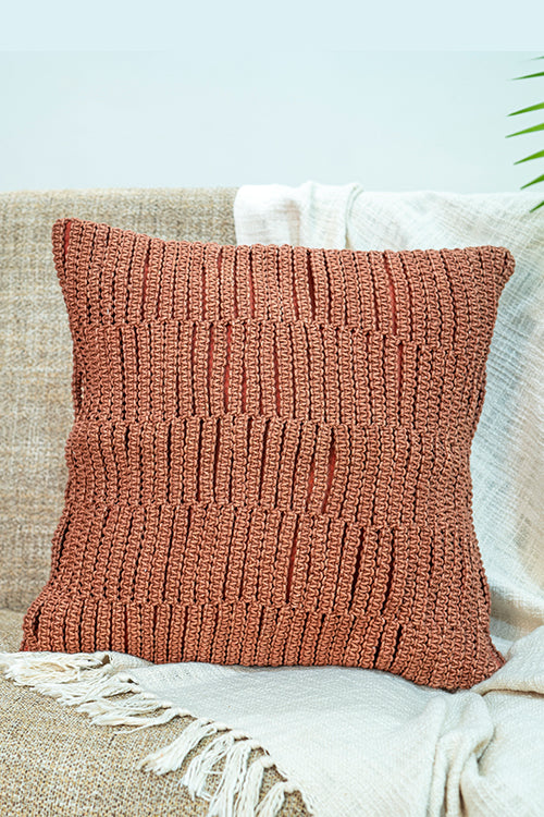 108Knots Classic Stripe Hand-Knotted Cushion Cover (Single Pc)-Dusty Pink