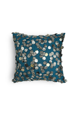 Tara Hand Embroidered Cushion-Teal