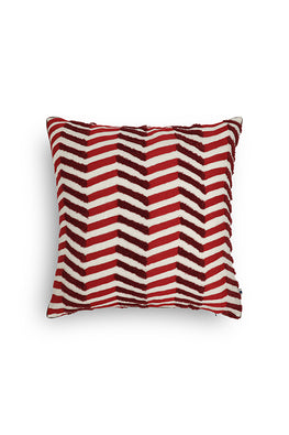 Lahar Hand Embroidered Cushion-Red