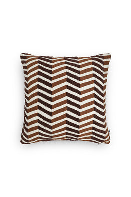 Lahar Hand Embroidered Cushion-Brown