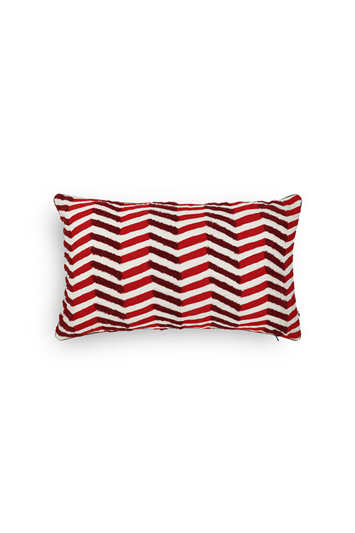 Onset Homes Lahar Hand Embroidered Cushion-Red