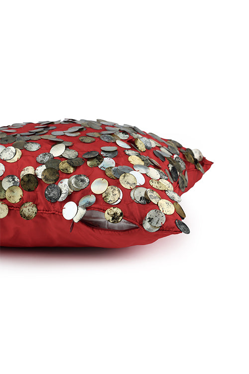 Tara Hand Embroidered Cushion-Ravishing Red