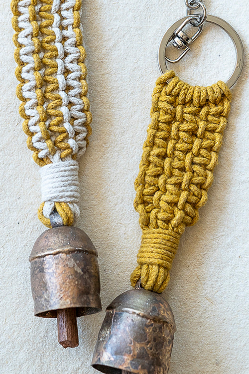 108Knots Aria Striped Keyrings Mustard Yellow-(Set Of 2)