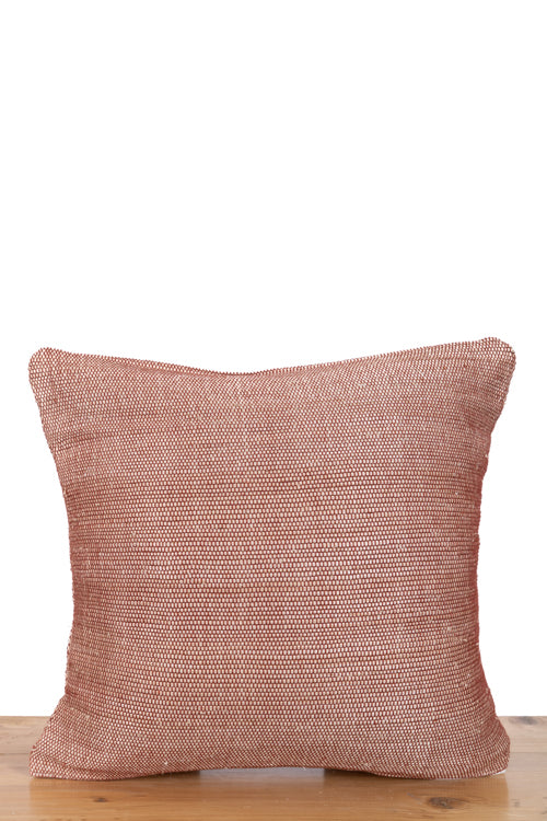 Saral Hand-Woven Cushion Cover (Single Pc)-Brick Red