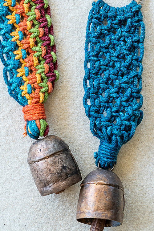 108Knots Aria Classic Keyrings Rainbow & Indigo Blue-(Set Of 2) - Rainbow And Indigo Blue 100% Cotton