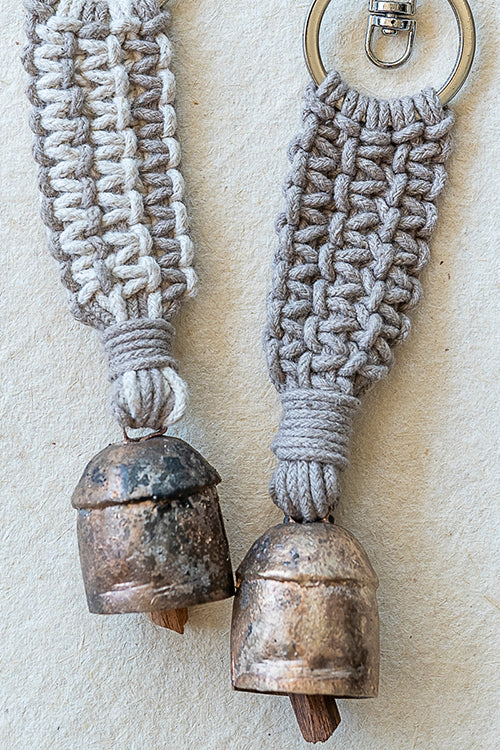 108Knots Aria Striped Keyrings Ecru-(Set Of 2)