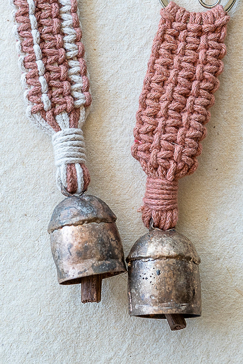 108Knots Aria Striped Keyrings Dusty Pink-(Set Of 2)