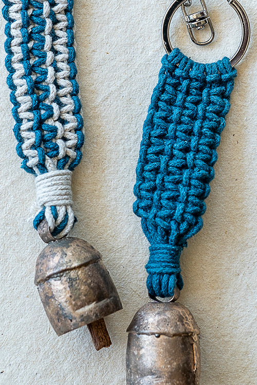 108Knots Aria Striped Keyrings Indigo Blue-(Set Of 2)