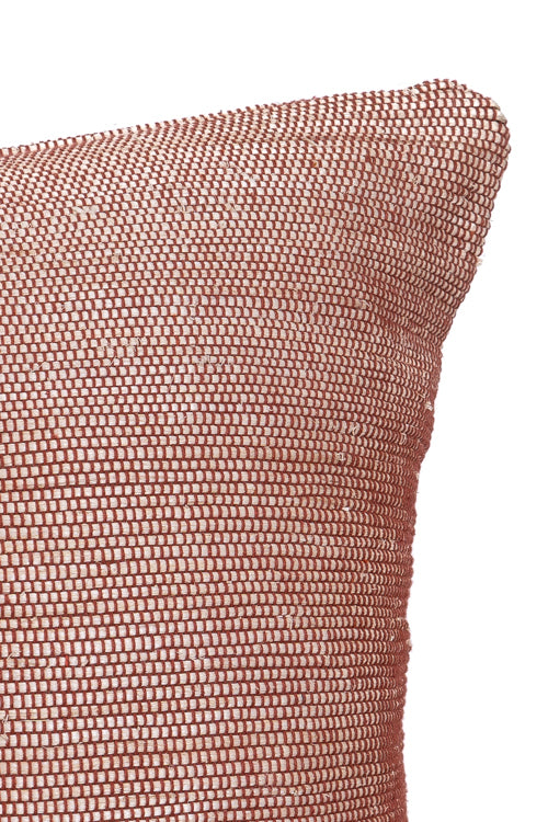 Saral Hand-Woven Cushion Cover (Single Pc)-Brick Red