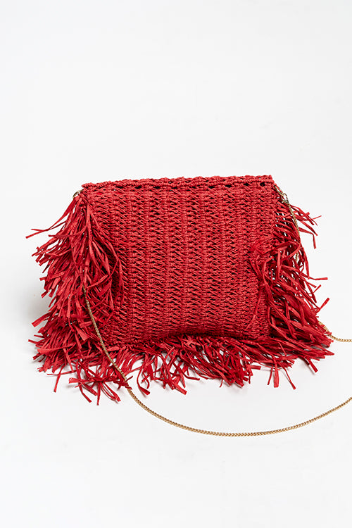 One 'O' Eight Knots Poppy Raffia Bag