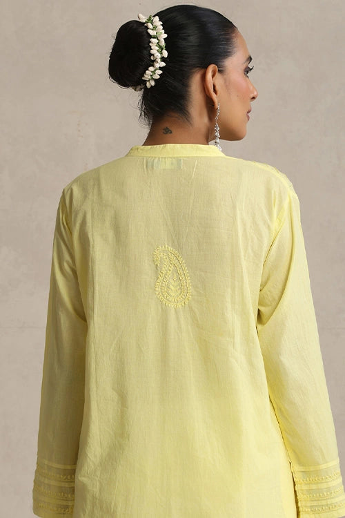 Shwet Women Yellow Chikankari Kurta