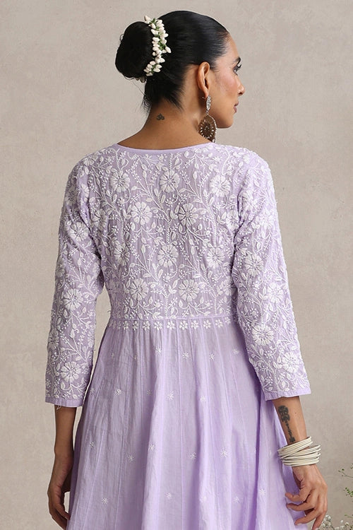 Shwet Women Purple Hand Embroidered Chikankari Shrug