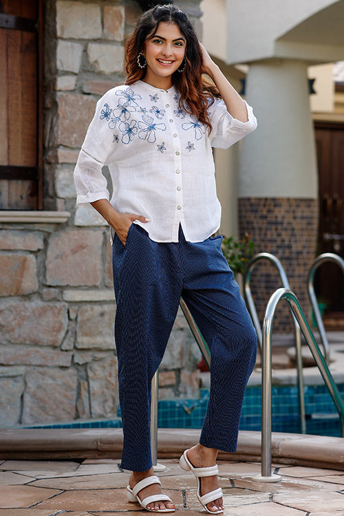 Dharan "Samara Top" White Embroidered Top