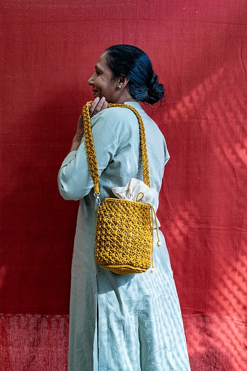 On-The-Go Hand-Knotted Bucket Bag