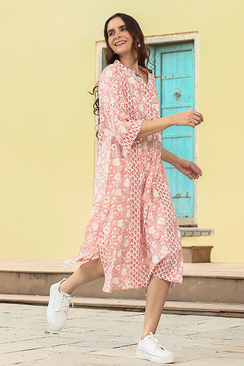 Dharan "Yokma Kurta" Coral Block Printed Kurta