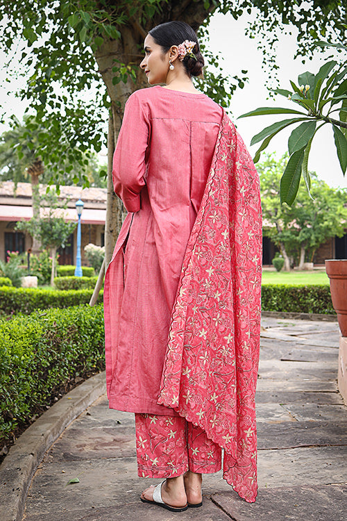 Dharan Gulista Coral Embroidered Angrakha Kurta For Women Online