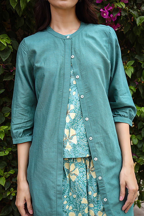 Dharan "Raag Smock Tunic" Green Block Printed Tunic