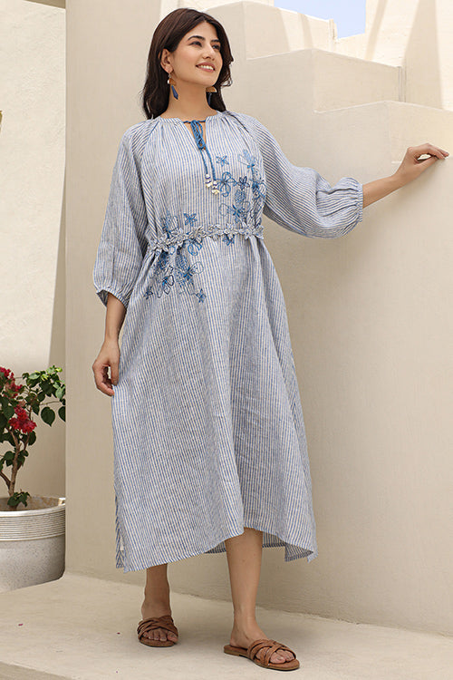 Dharan Linen Delo Blue Dress
