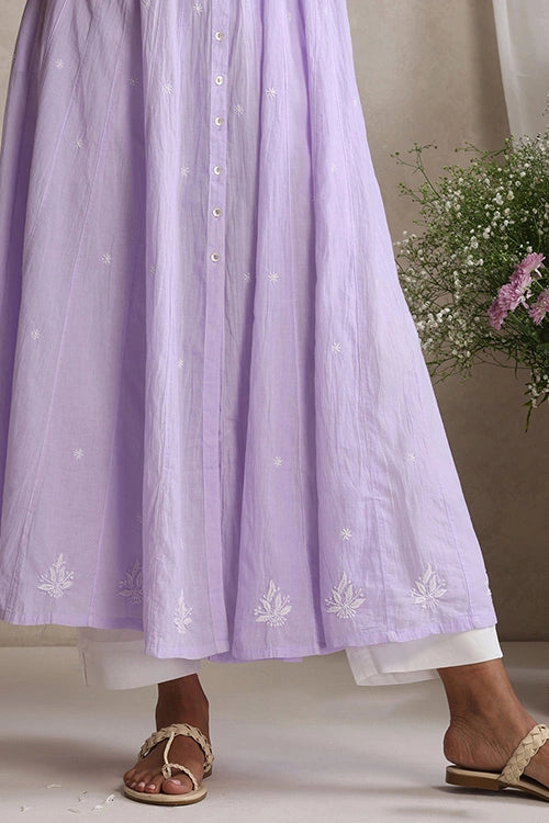 Shwet Women Purple Hand Embroidered Chikankari Shrug