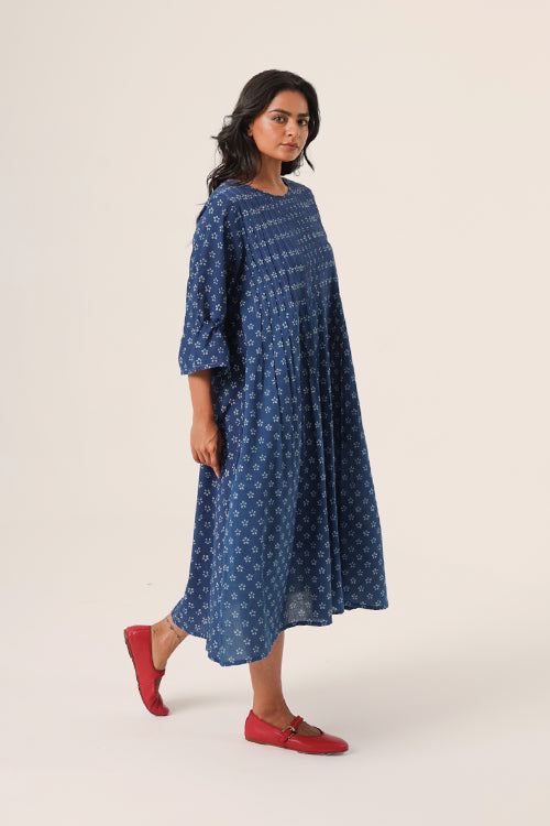 Dharan "Indigo Juhi Pleat Dress"