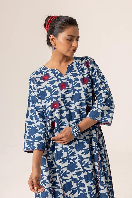 Dharan "Indigo Phool Kurta"