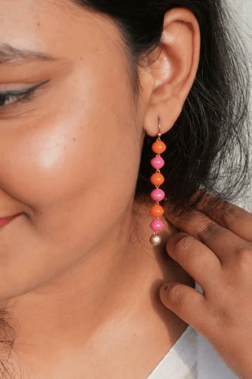Mridah 'Meher' Handmade Beaded Terracotta Dangler Earrings