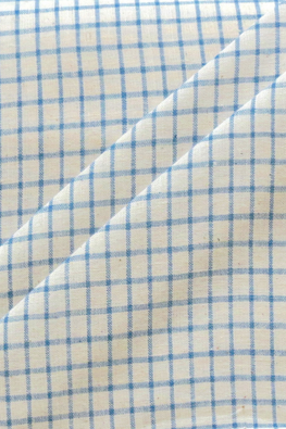 Moralfibre 100% Cotton Handspun Handwoven Blue Organic Checks Fabric (0.50 mtr )