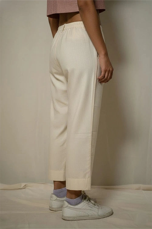 Moralfibre Ecru Double Stich Side Pannel Pants